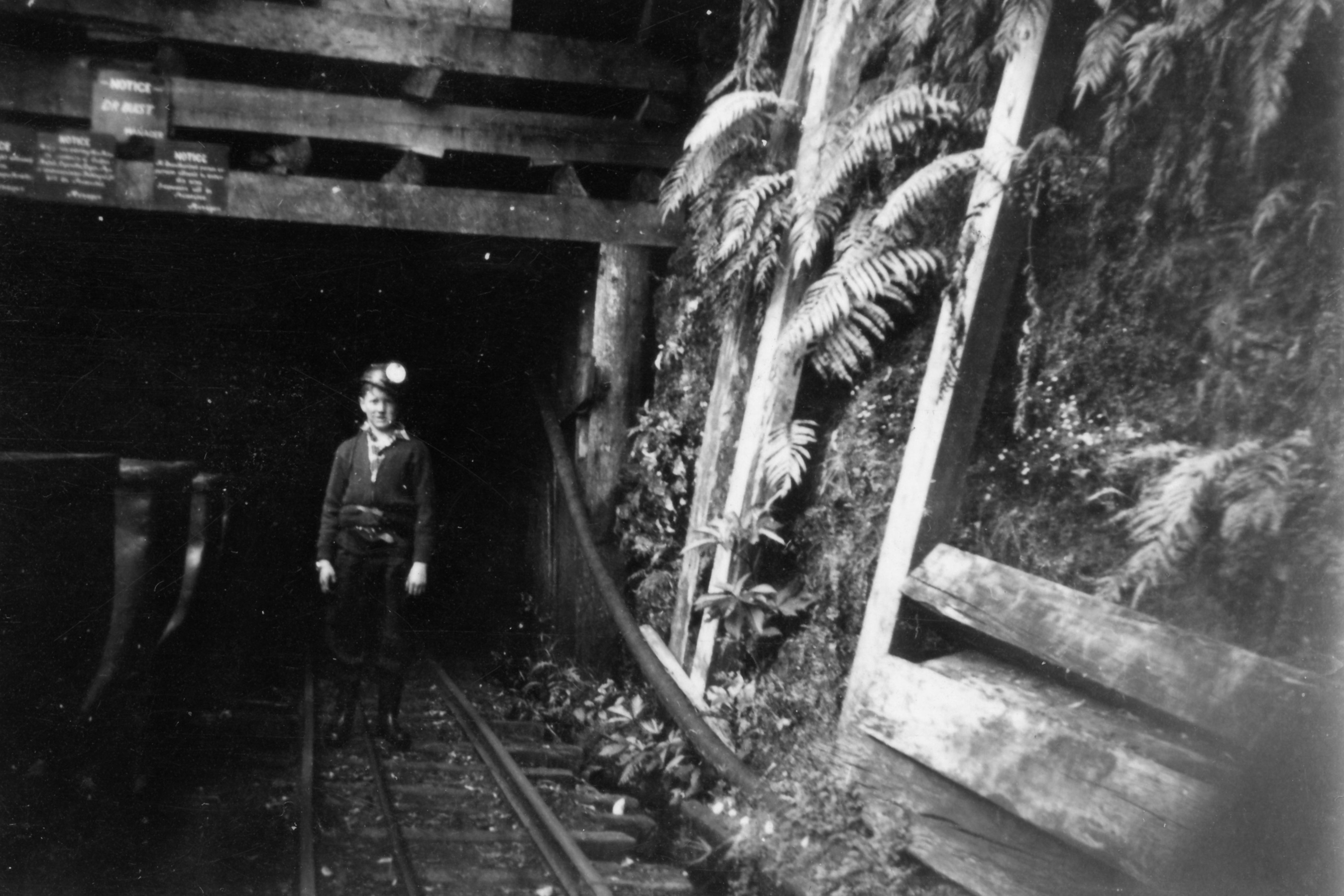 Rick about 10 years old at the mouth of Liverpool State mine, about to head a mile underground for the day with his grandfather.